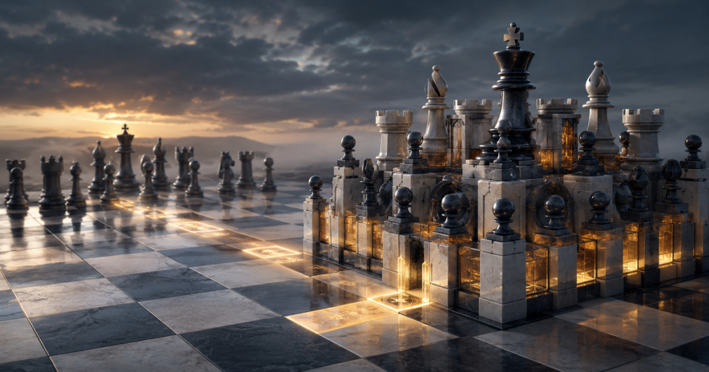 Fortress in chess with a defensive perimeter and protected entry squares